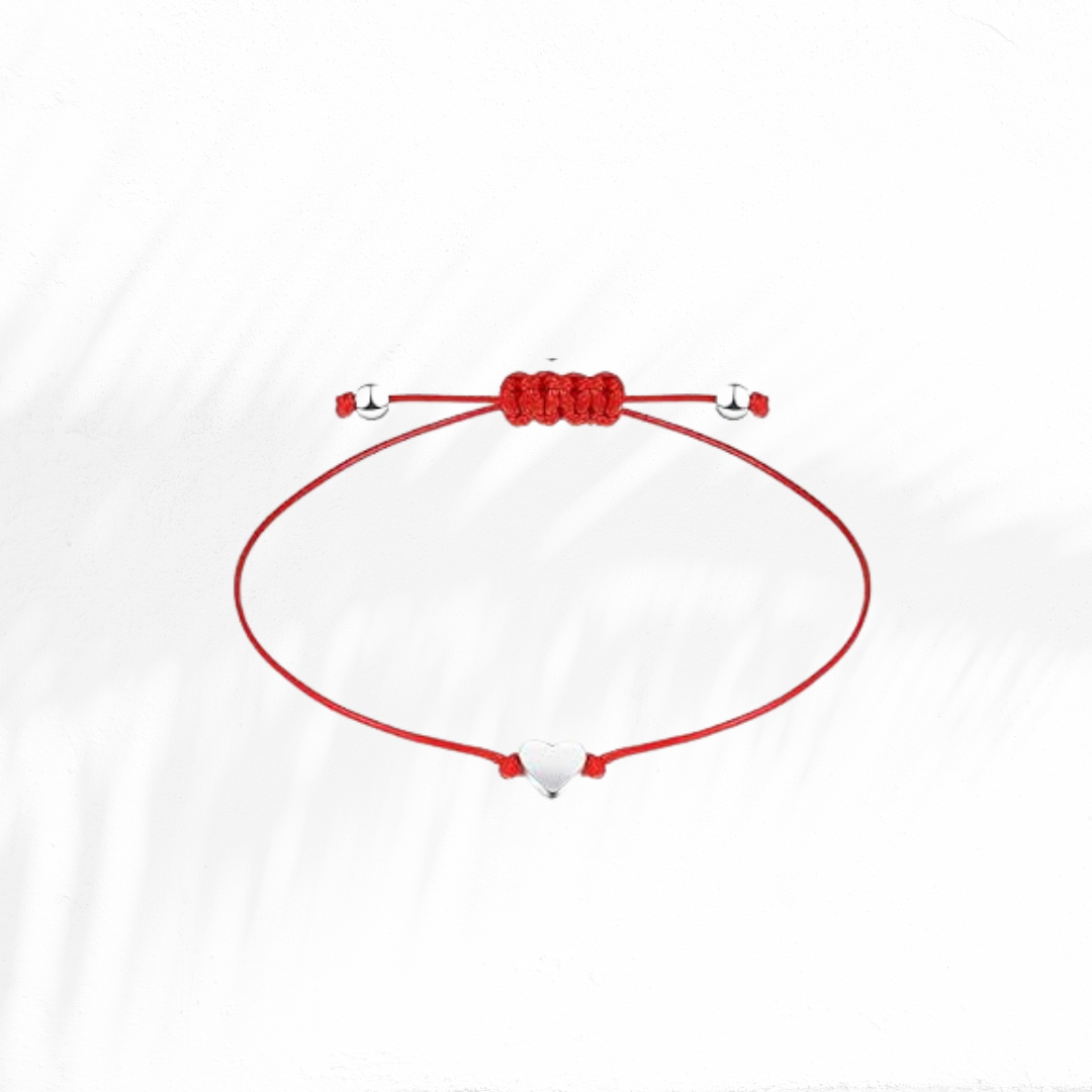 Self-love bracelet for sisterhood. Red thread bracelet with silver heart charm symbolizing love and protection.